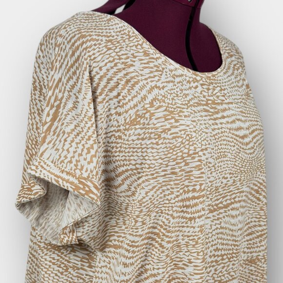 mySTYLE 3X beige white abstract print dolman sleeve tunic top tee - Picture 4 of 8